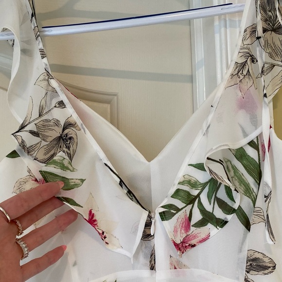 Pink flower sheer thin strap dress - Picture 9 of 11